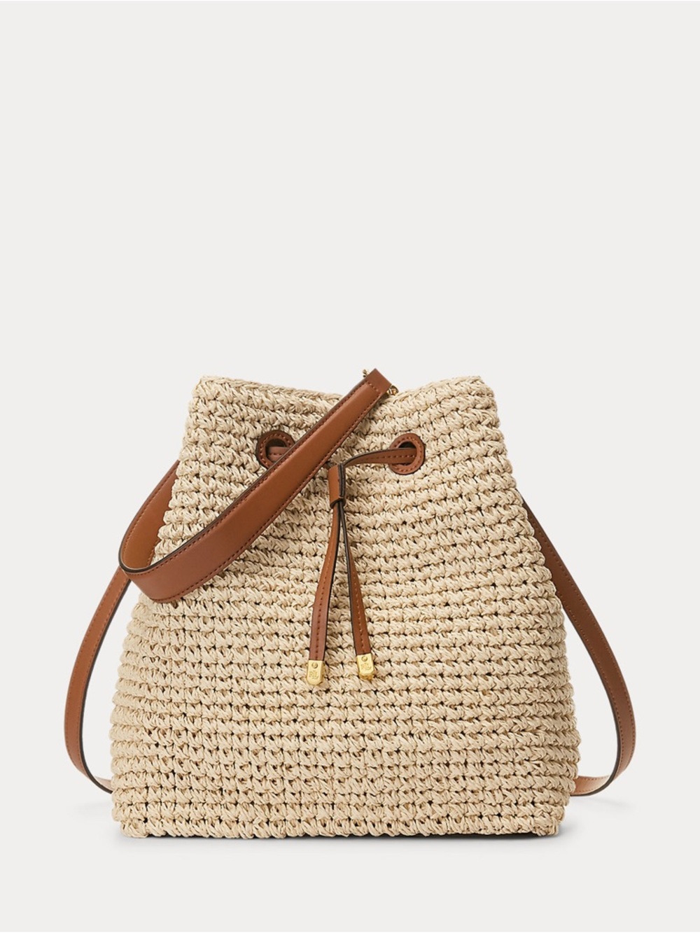 Lauren Ralph Lauren Crochet-Straw Debby Drawstring Bag Crossbody